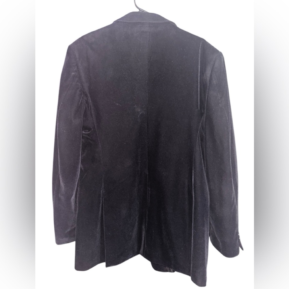 Vinci Blazer Mens Large Black Velvet Satin Trim Sports Jacket Evening Italy - Picture 2 of 6